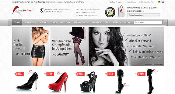 Onlineshop für High Heels, Dessous und mehr