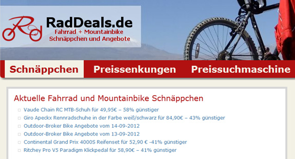 Fahrrad Schnäppchen von raddeals.de