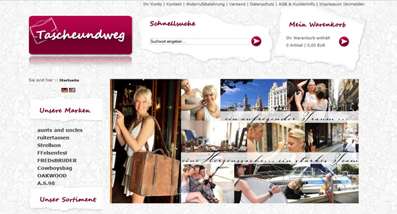 Tasche gesucht? Im Onlineshop von Tascheundweg.de wird man garantiert fündig.